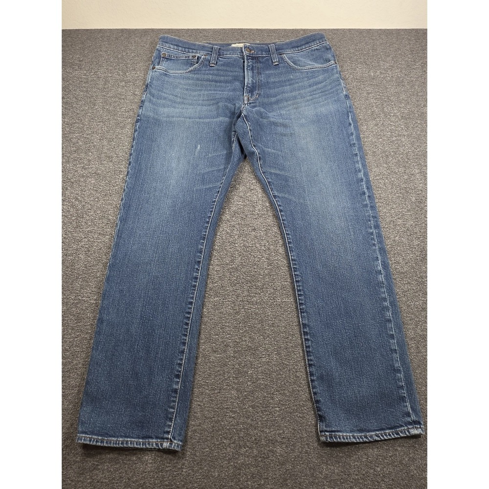 Madewell Mens Jeans 38x32 Slim Fit Straight Leg Stretch Gray Fade Denim